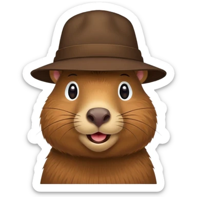 capybara wearing a hat sticker