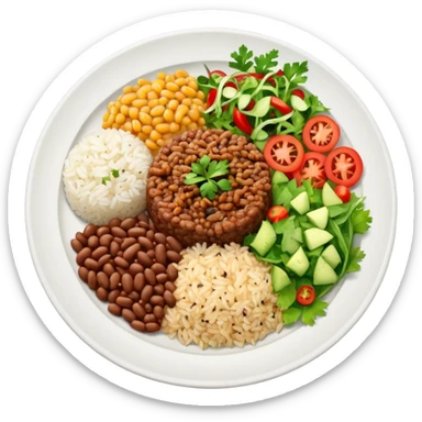 Food plate with rice, beans, minced meat and salad sticker