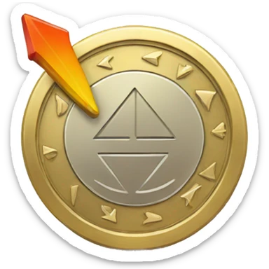 coin with arrow down sticker