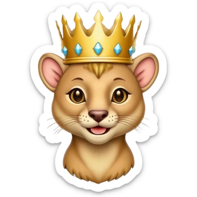 Fossa animal wearing a crown looks arrogantly smiley sticker
