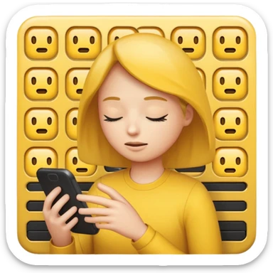 Yellow emoji circle face with phone keypad typing busy signal sticker