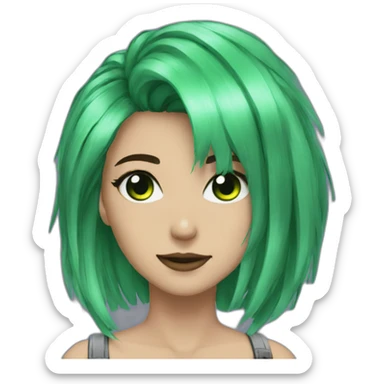 egirl twitch black green hair sticker