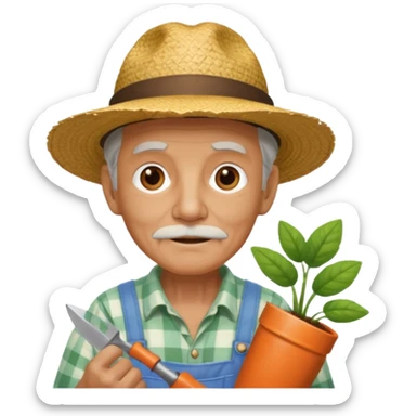 old man gardener  sticker