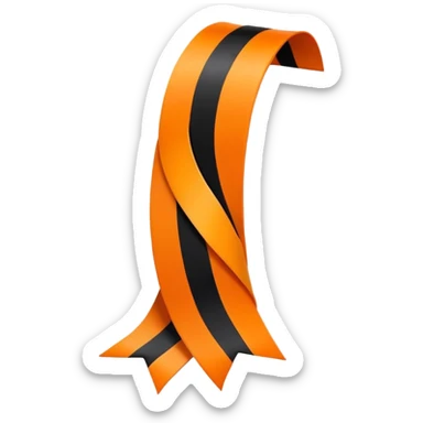 5 vertical back and orange stripes on a curved ribbon  sticker