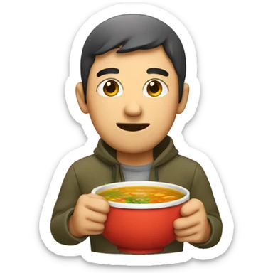 Guy with eating a soup sticker
