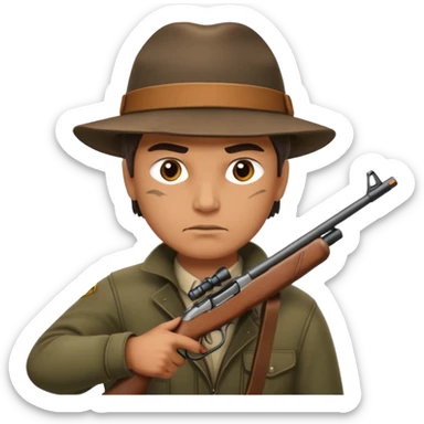 man hunter aiming a rifle, minimal background sticker