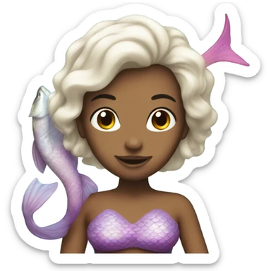 a reverse mermaid with fish sticker