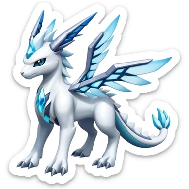 Kyurem-reshiram-Glaceon-dialga-suicune-hybrid, full body sticker