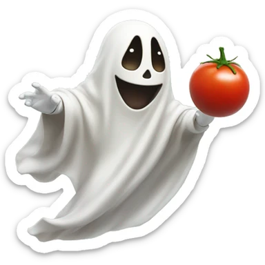 Happy Ghost throwing tomato sticker
