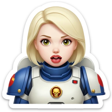 woman space marine wit tongue out and curious face sticker