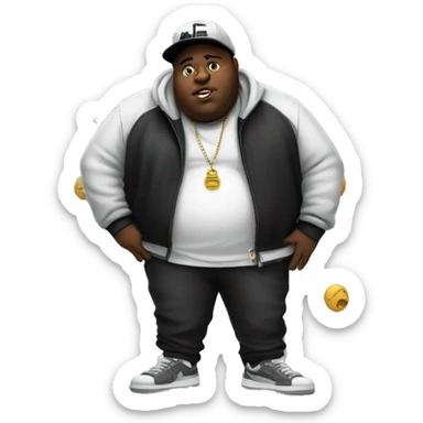 fat black guy wearing hip hop clothe sticker