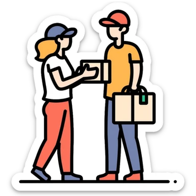 package pickup, order collection, person getting their order sticker