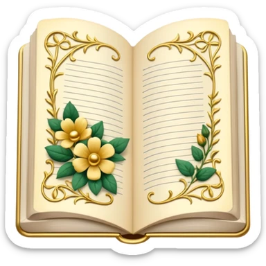 open journal book with writting pretty sticker