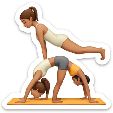 two ladies in downward dog back to back  sticker