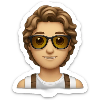 teenager-parting in the middle-brown haired-brown eyed-sunglasses-cool sticker