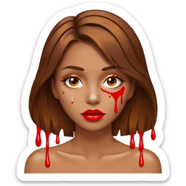Brown Hair, Woman, white paint drip, face, hot, Sexy, lips sticker