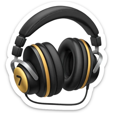 A pair of oversized headphones resting on the booth edge.
 sticker