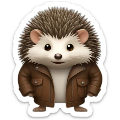 hedgehog wearing a leather coat sticker