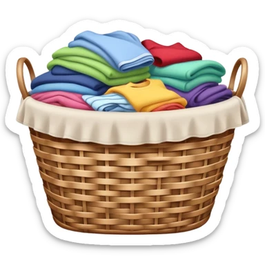 Laundry basket with pile of clothes sticker