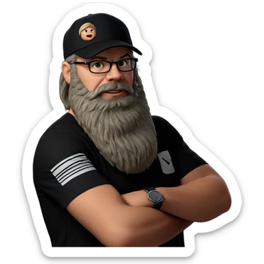 casual male portrait with hat sticker