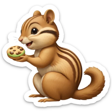 side view of this iphone chipmunk emoji eating cookie with a sweet smile ; 🍪 use the SAME iphone ios cookies / chipmunk sticker