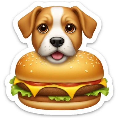 Chien avec un hamburger  sticker