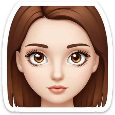 Girl white skin brown hair brown eyes with lashes sticker
