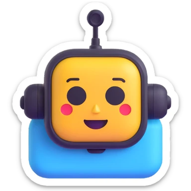 small friendly modern AI chatbot emoji sticker