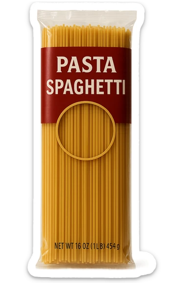 pacco di pasta realistico, 4k sticker