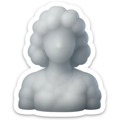 shoulder length, person made of white fluffy clouds, front view, matte glass style sticker