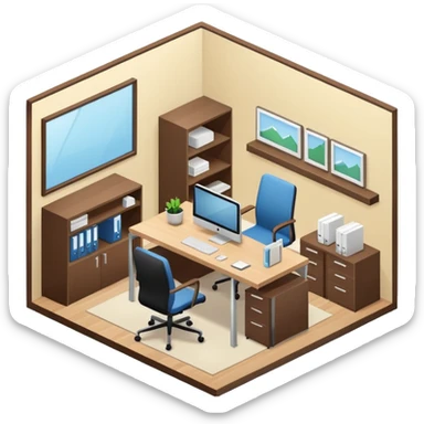 an office for ceo of company in an isometric style sticker