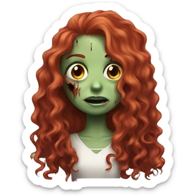 Zombie girl with long red curly hair sticker