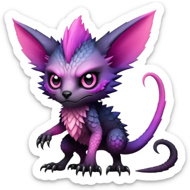 Cool Edgy Black-pink-purple-gradient badass Trico-animal-creature full body sticker