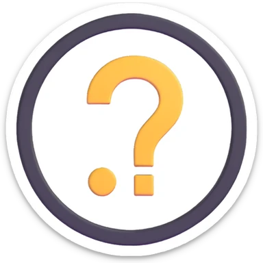 a question mark inside a vibrant and dimensional circle, 3D emoji style, no text sticker