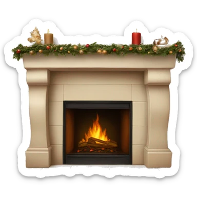 Christmas asthetic beige fireplace sticker