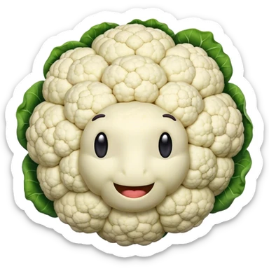 cauliflower looking like a microsoft teams emoji sticker