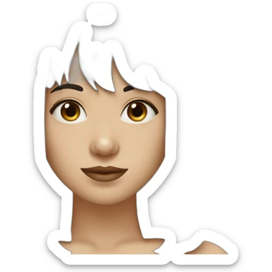 medium straight black haired white women with bangs and chubby cheeks sticker