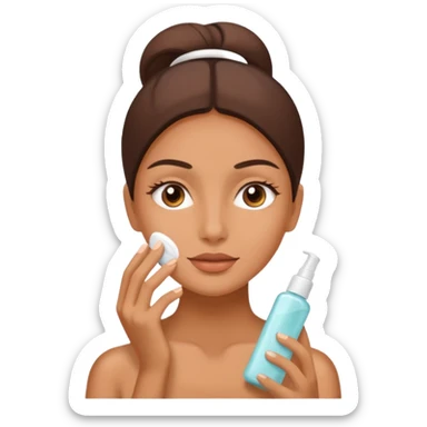Perempuan lagi skincare (tapi yang lebih ketutup) fokus di muka sticker