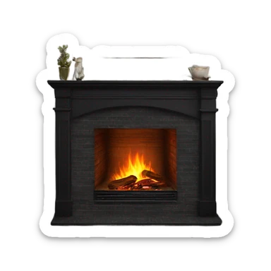 Realistic fireplace black sticker