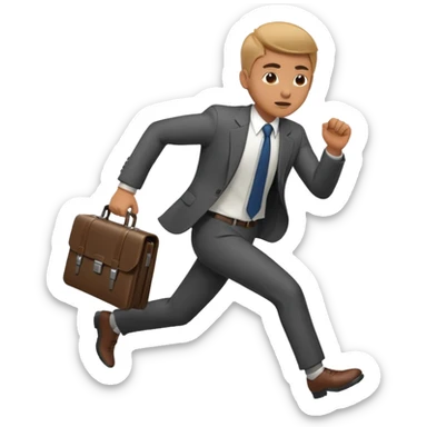 A man in a suit running with a briefcase sticker