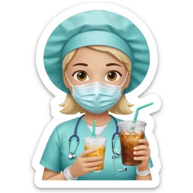 nurse holding iced drink sticker