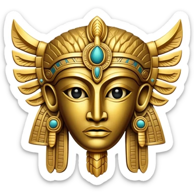 golden Anunnaki mask, ornate details sticker