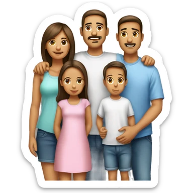 Familia de 5 personas papá  mamá  niña de 6 años niña de 15 años y bebe de 2 mese sticker
