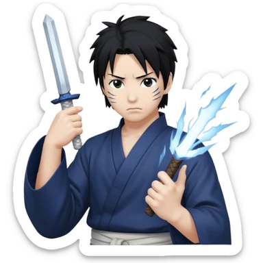 Sasuke on pose attack sticker