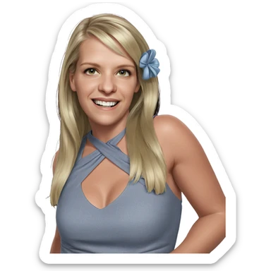 smiling blonde girl in dress sticker