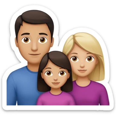 Familia de 4 personas : Hombre pelo oscuro, Mujer pelo cafe, hija 1 pelo mono , hija 2 pelo oscuro. sticker