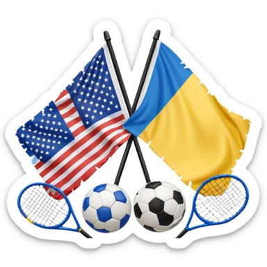 usa and ukraine flags together, sport equipment under sticker