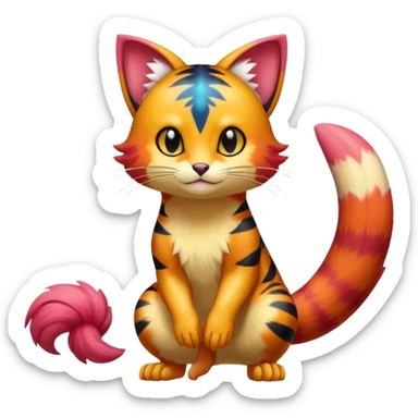 Majestic Shiny Colorful Realistic Elegant Pretty Beautiful Liepard-Furret-Litten-Skitty-Pokémon-fusion-creature (full body) sticker