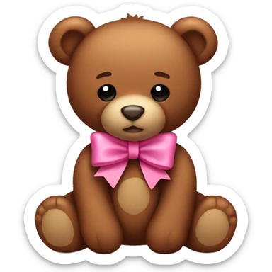 Brown teddy bear with pink bow  sticker