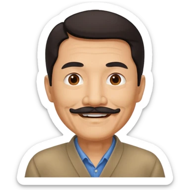 Older Chinese man with dark hair and full mustache sticker